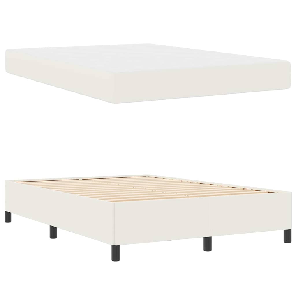 Estructura de cama con colchón Crema 140 x 190 cm tela
