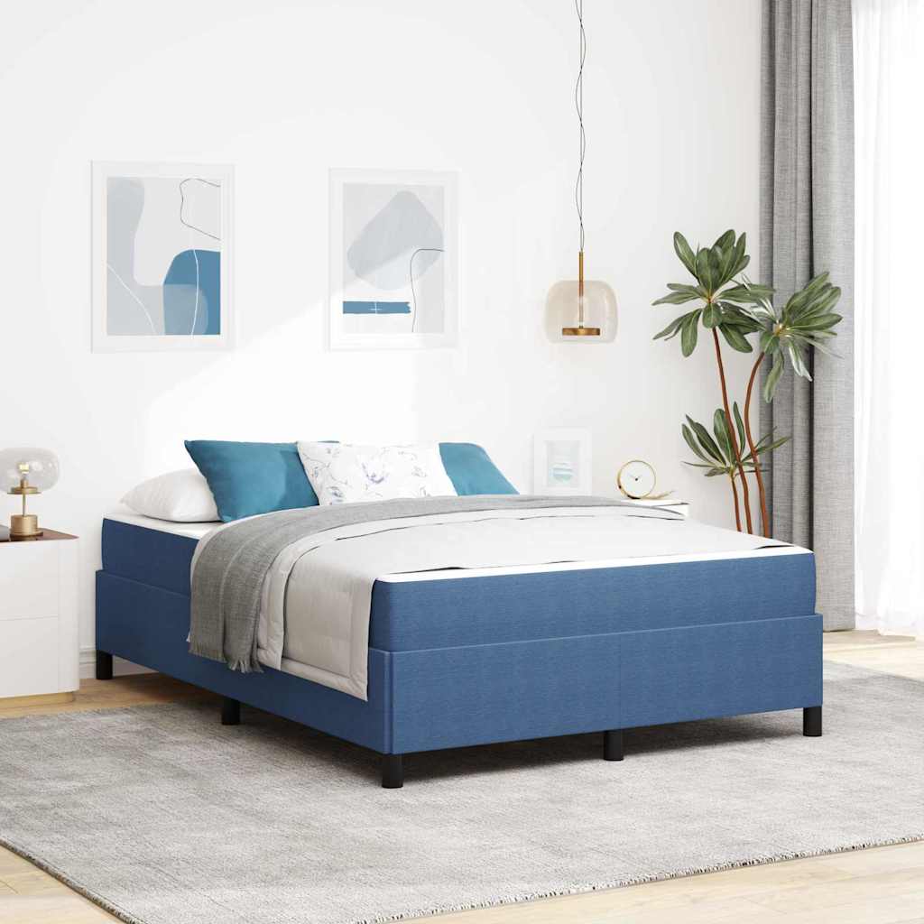 Estructura de cama con colchón Azul 140 x 190 cm tela