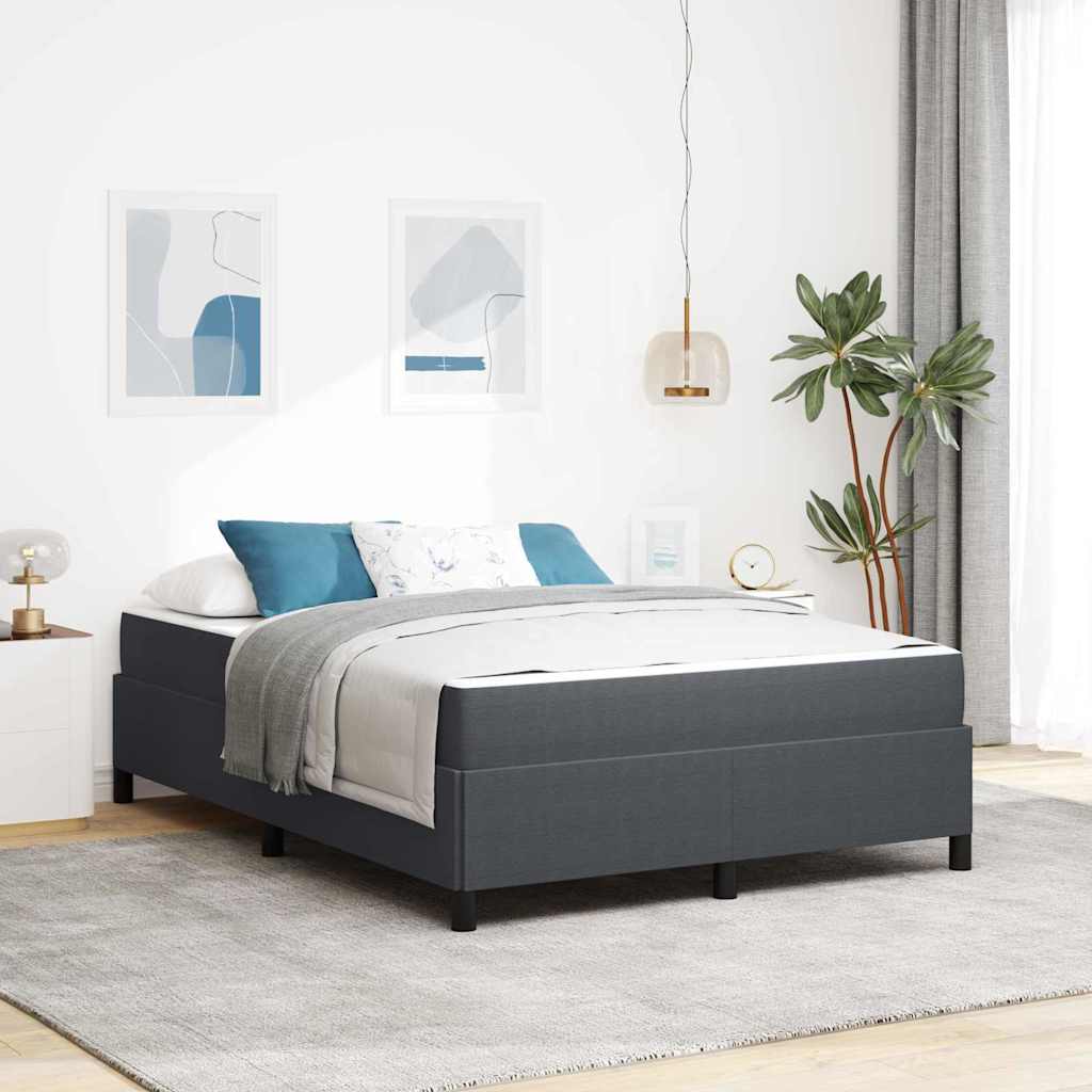 Estructura de cama con colchón Gris oscuro 160 x 200 cm tela