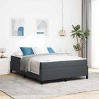 Estructura de cama con colchón Gris oscuro 160 x 200 cm tela