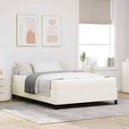 Estructura de cama con colchón Crema 160 x 200 cm tela