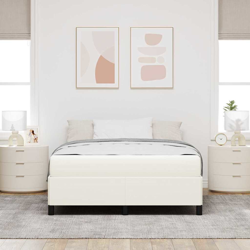 Estructura de cama con colchón Crema 160 x 200 cm tela