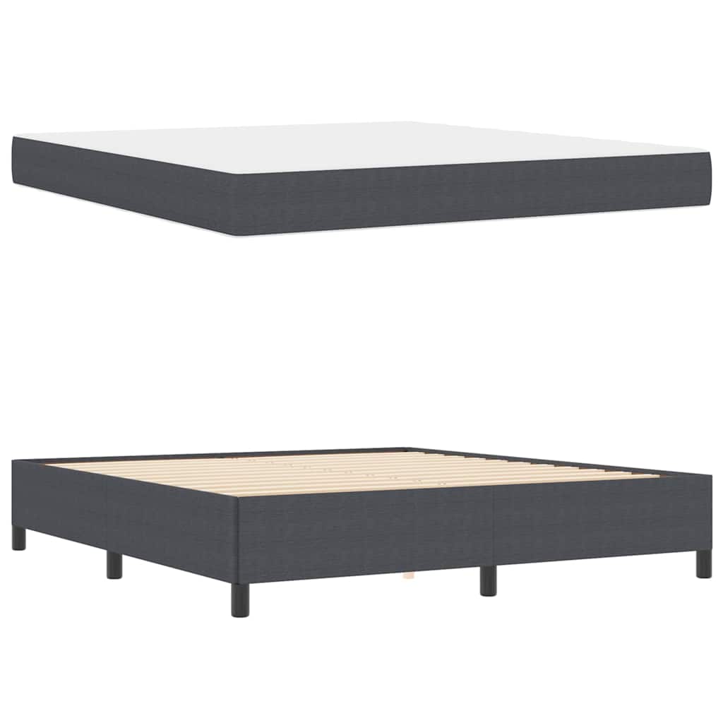 Estructura de cama con colchón Gris oscuro 180 x 200 cm tela