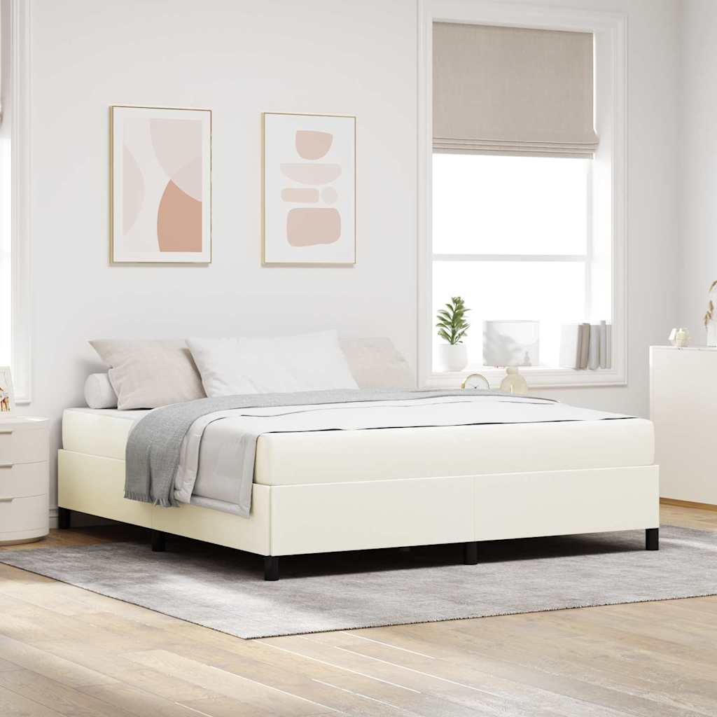 Estructura de cama con colchón Crema 180 x 200 cm tela