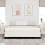 Estructura de cama con colchón Crema 180 x 200 cm tela
