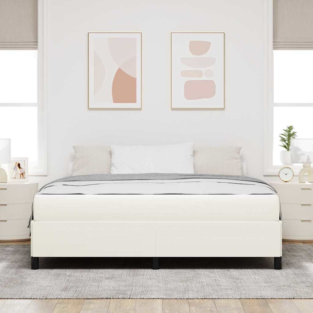 Estructura de cama con colchón Crema 180 x 200 cm tela