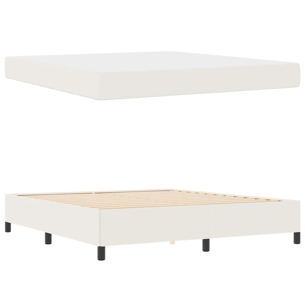 Estructura de cama con colchón Crema 180 x 200 cm tela