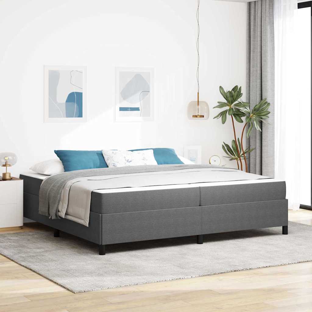 Estructura de cama con colchón Gris Claro 200 x 200 cm tela
