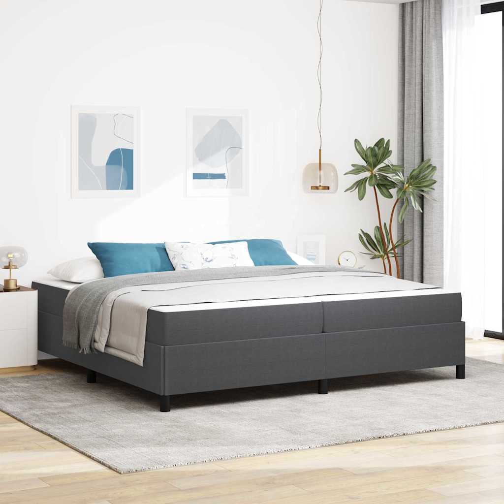 Estructura de cama con colchón Gris oscuro 200 x 200 cm tela
