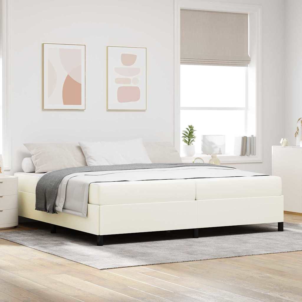 Estructura de cama con colchón Crema 180 x 200 cm tela