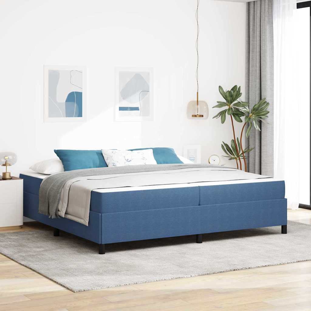Estructura de cama con colchón Azul 200 x 200 cm tela