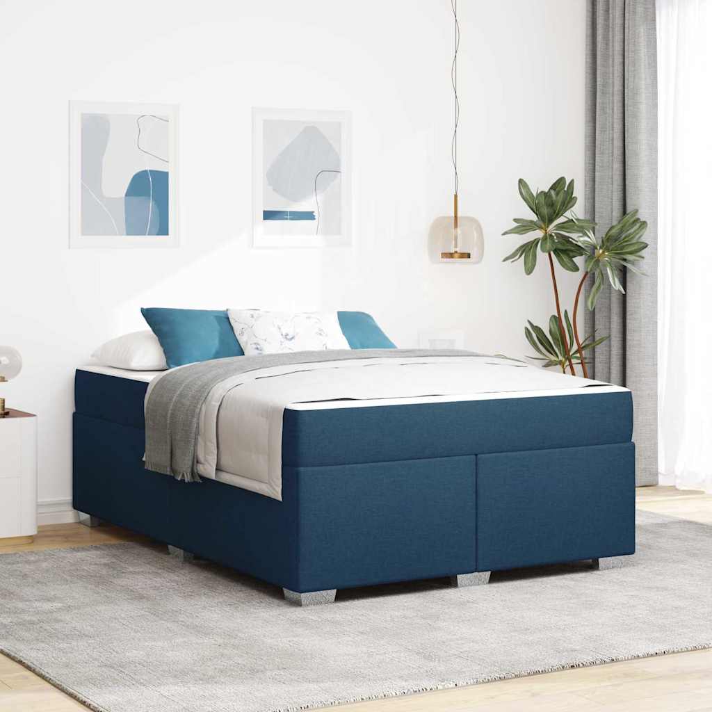 Estructura de cama con colchón Azul 100 x 200 cm tela