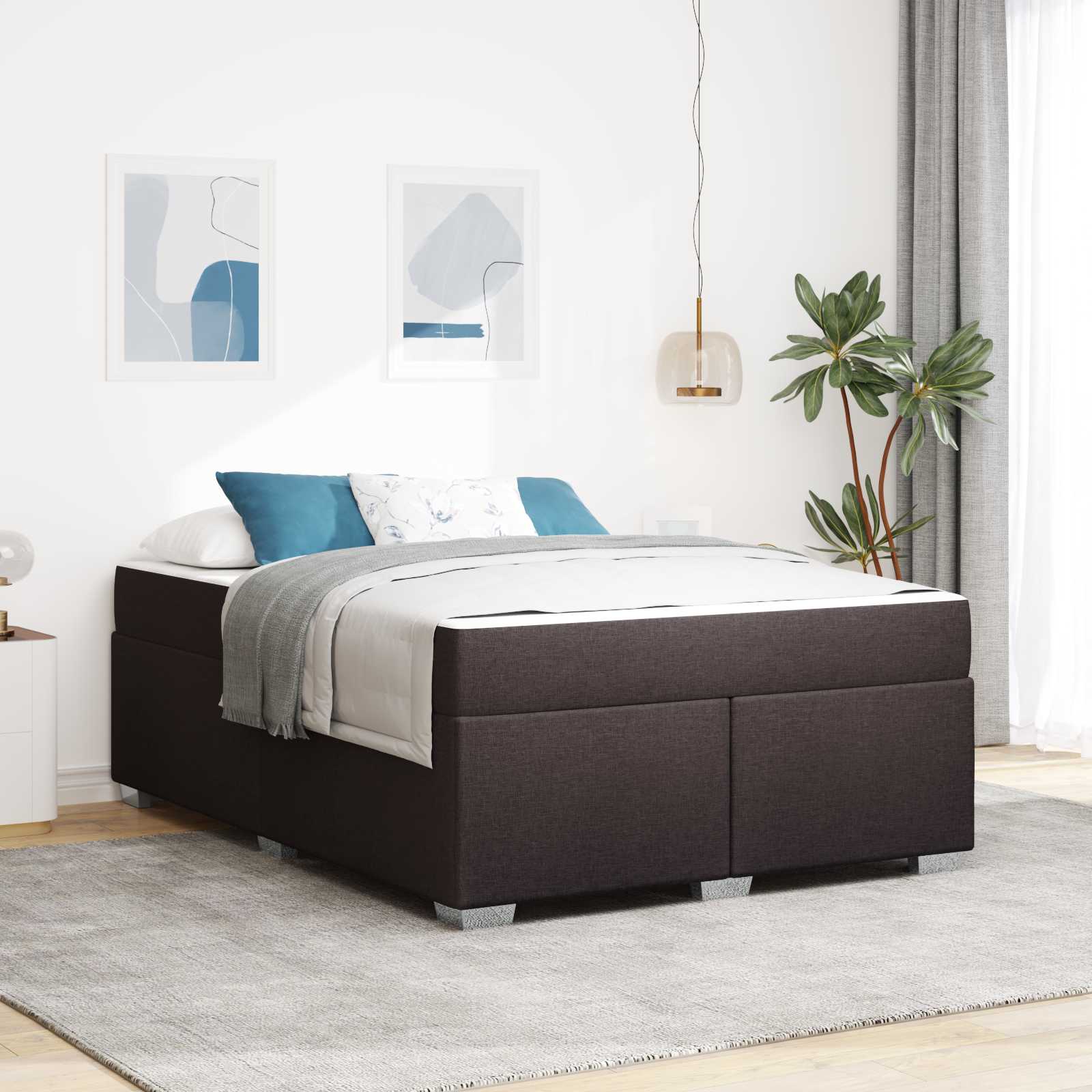 Estructura de cama con colchón Azul 100 x 200 cm tela