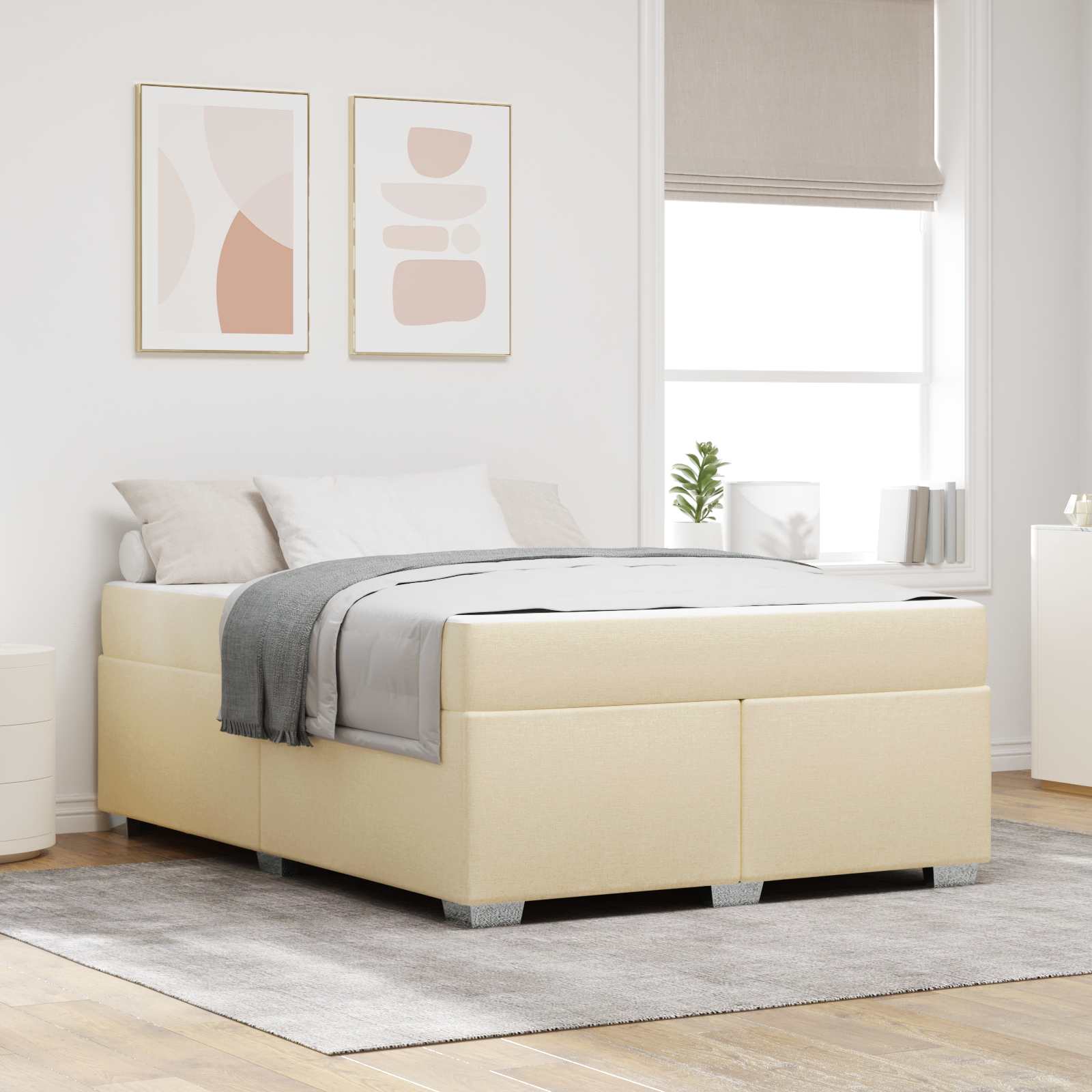 Estructura de cama con colchón Azul 100 x 200 cm tela