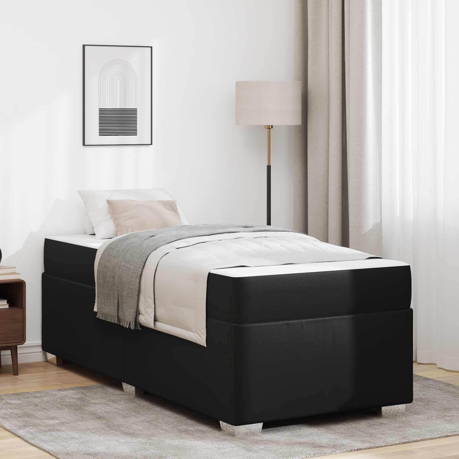 Estrutura de cama com colchão 100 x 200 cm tecido