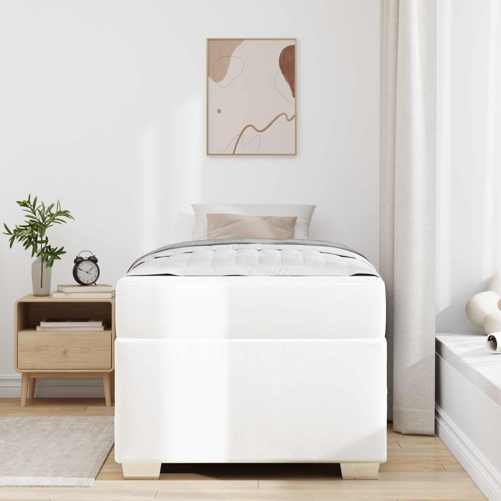 Estructura de cama con colchón 100 x 200 cm tela
