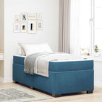 Estructura de cama con colchón Azul 80 x 200 cm tela