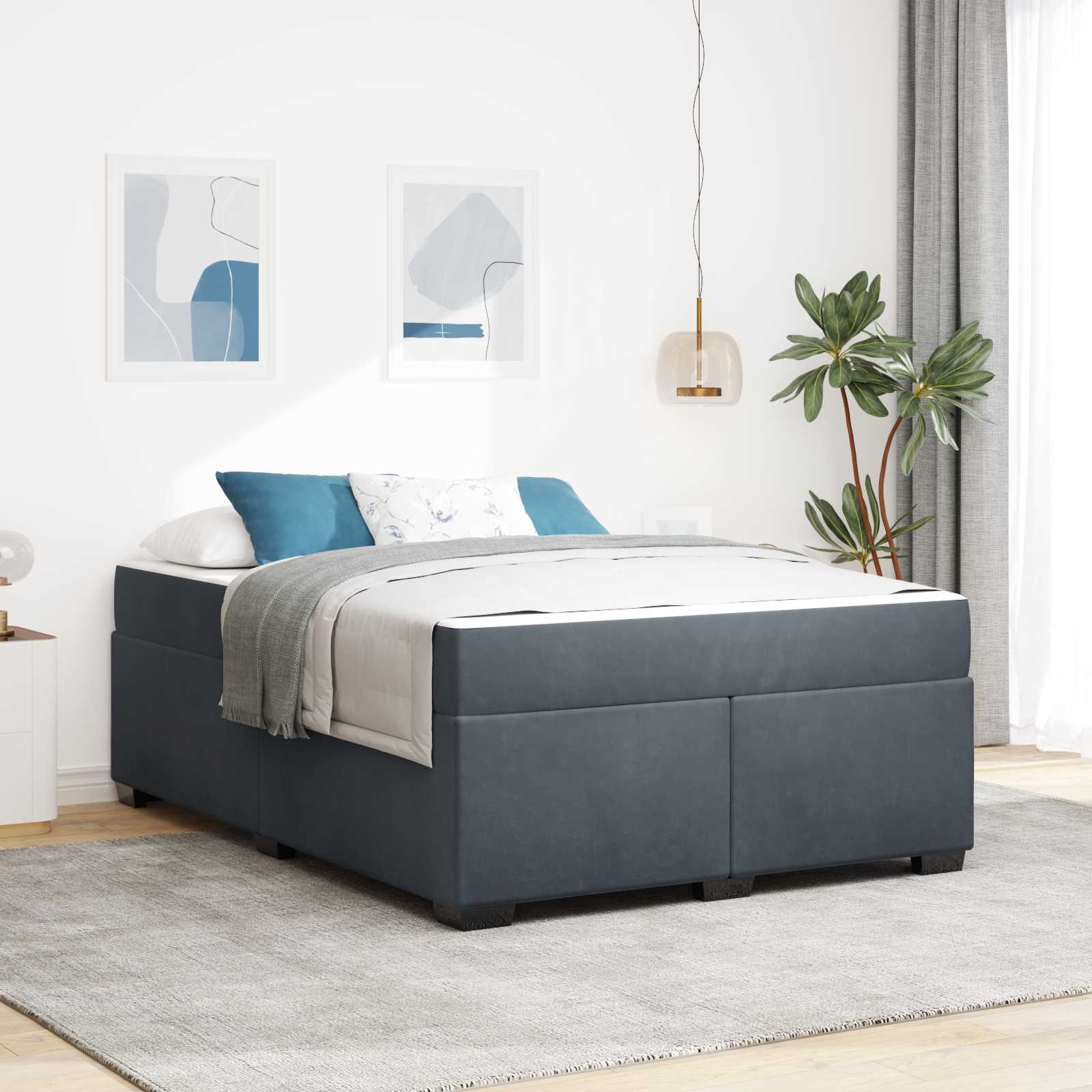 Blue Bed Frame with Mattress 80 x 200 cm Fabric