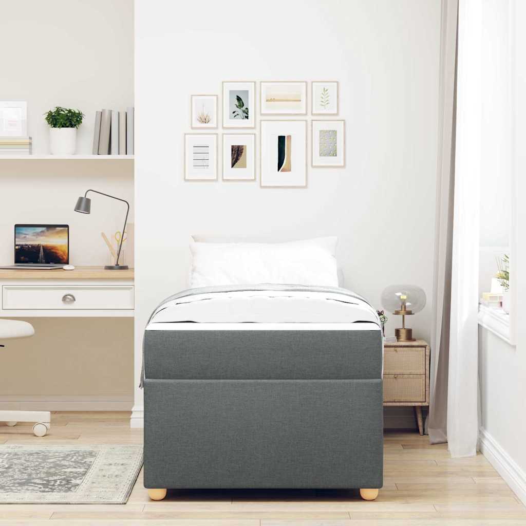 Estructura de cama con colchón Gris oscuro 90 x 190 cm tela