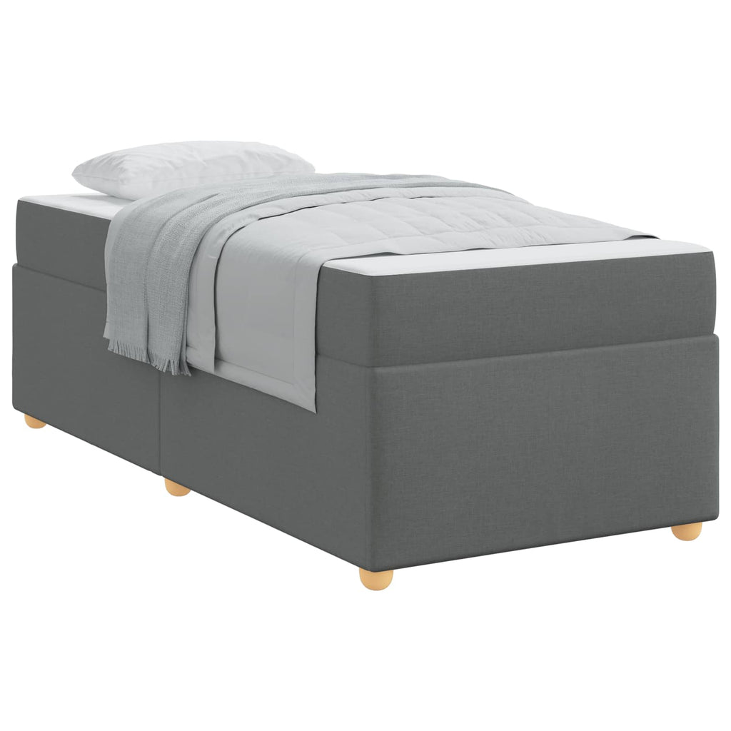 Estructura de cama con colchón Gris oscuro 90 x 190 cm tela