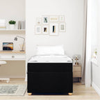 Estructura de cama con colchón Negro 90 x 190 cm tela