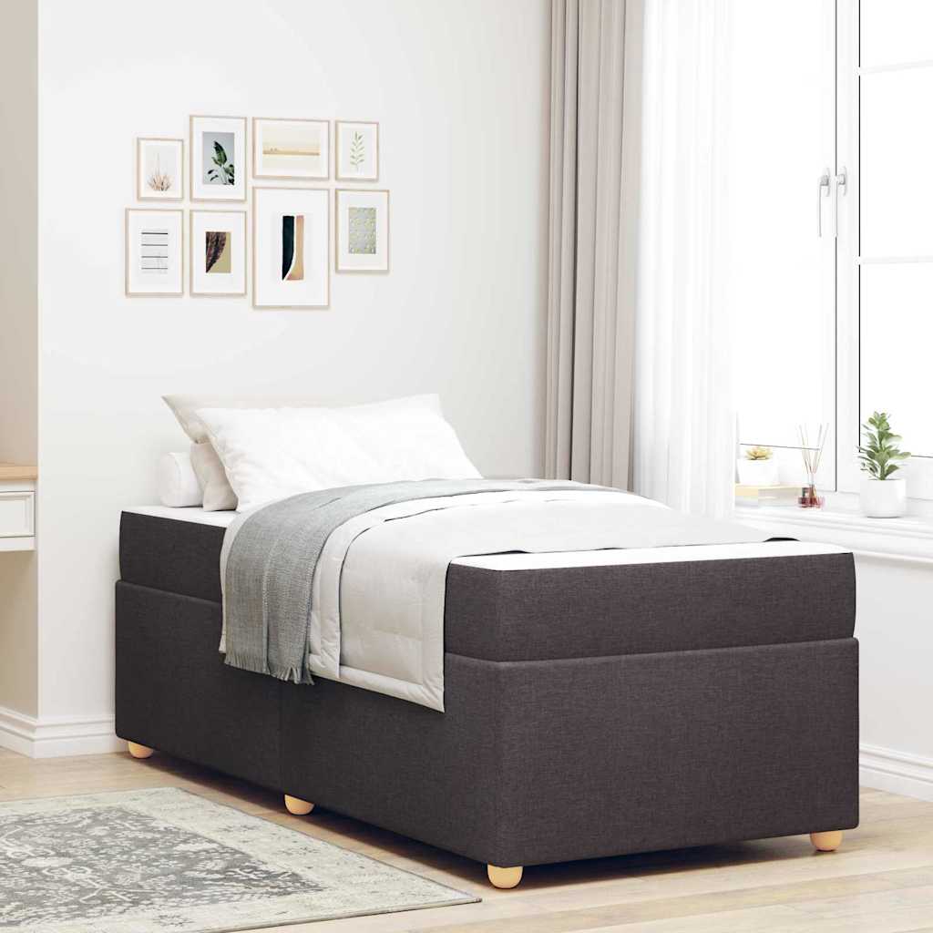 Estrutura de cama com colchão Castanho Escuro 100 x 200 cm tecido