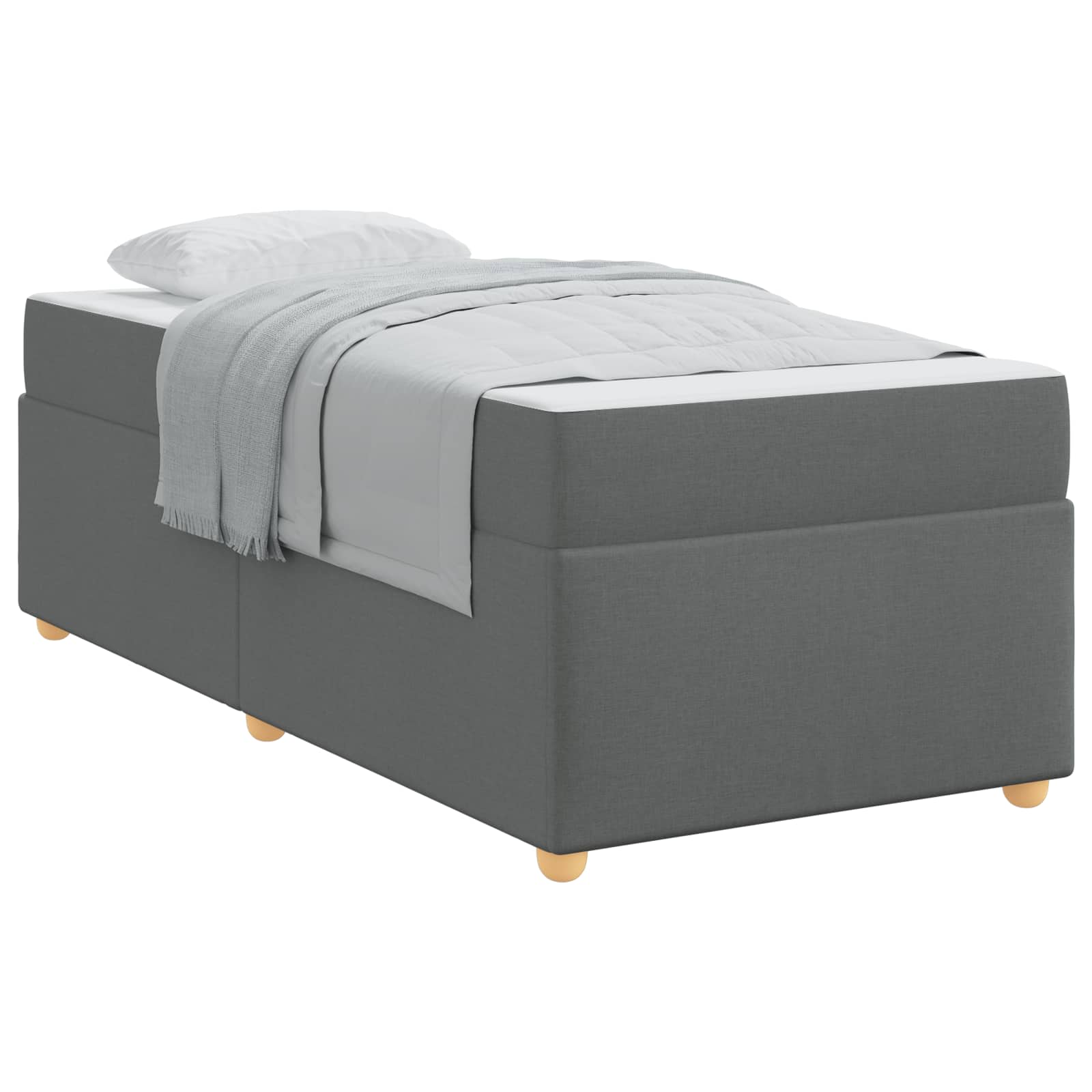 Estructura de cama con colchón Gris oscuro 90 x 200 cm tela