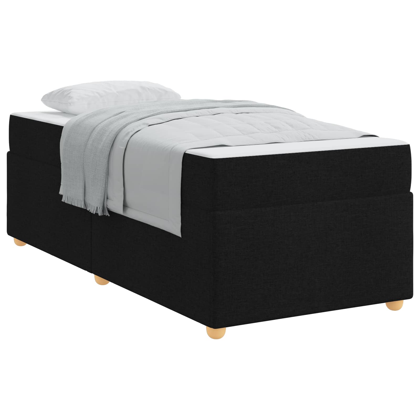 Estructura de cama con colchón Negro 90 x 200 cm tela