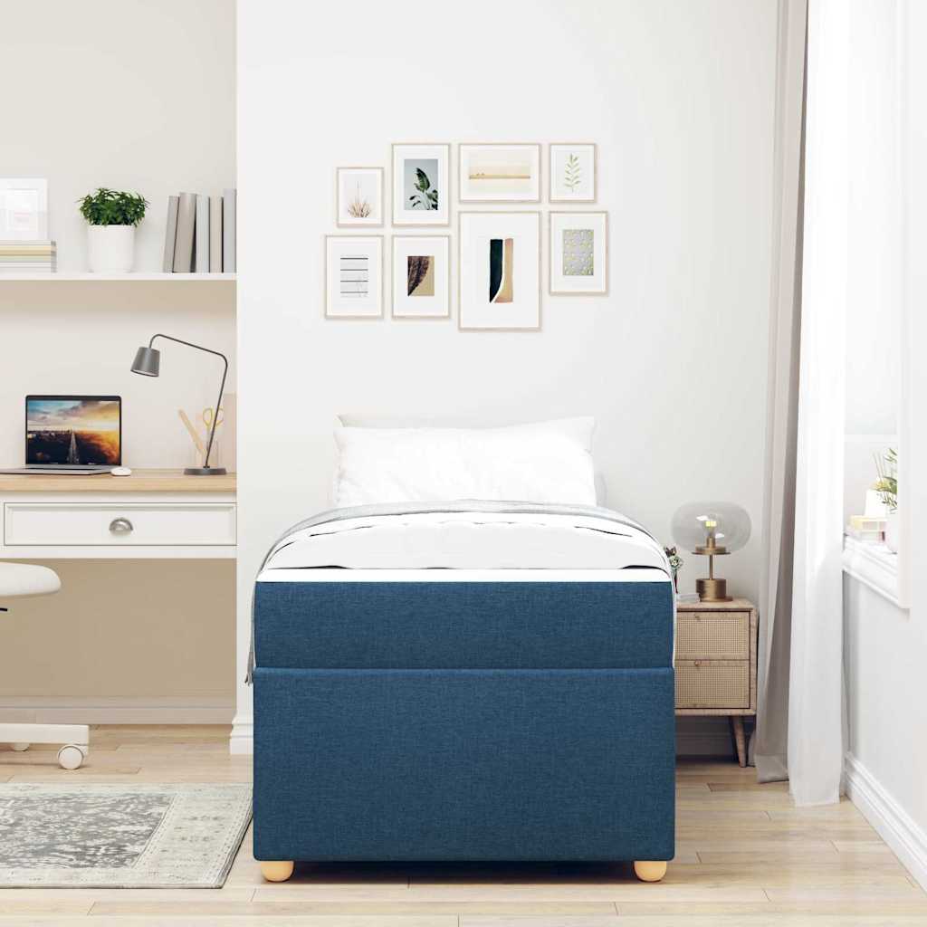 Estructura de cama con colchón Azul 90 x 200 cm tela