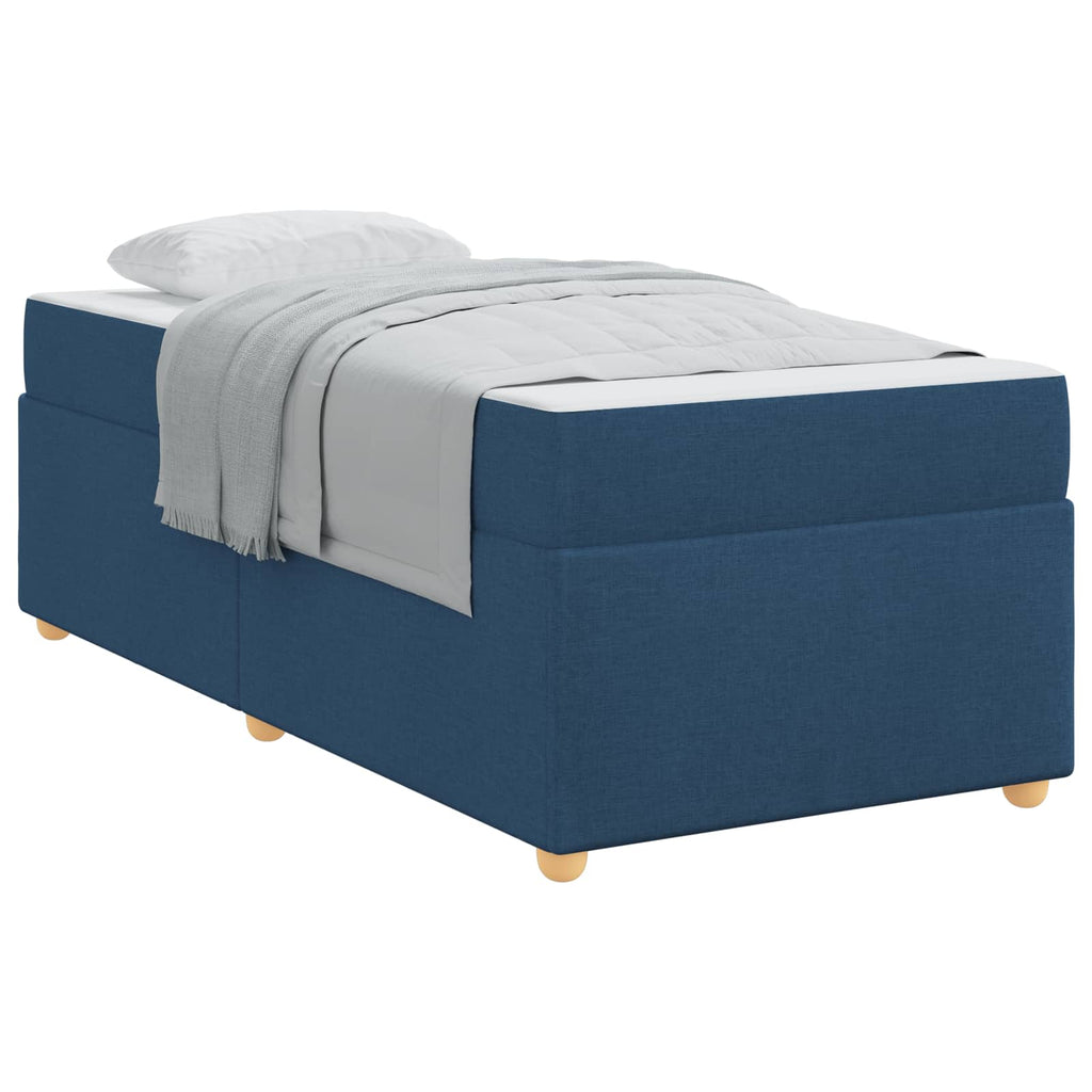 Estructura de cama con colchón Azul 90 x 200 cm tela