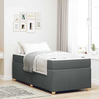 Estructura de cama con colchón Gris oscuro 100 x 200 cm tela