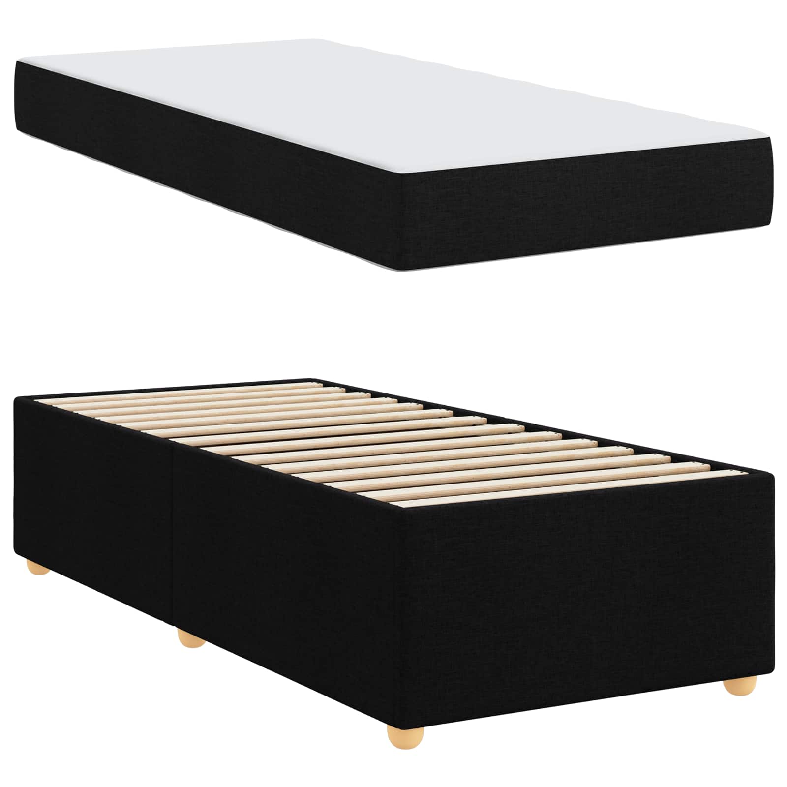 Estructura de cama con colchón Negro 100 x 200 cm tela