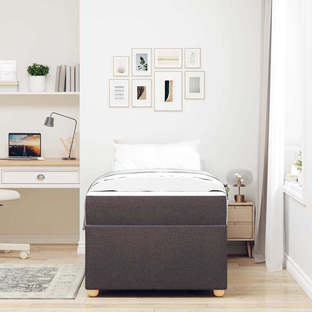 Estructura de cama con colchón Marrón Oscuro 100 x 200 cm tela