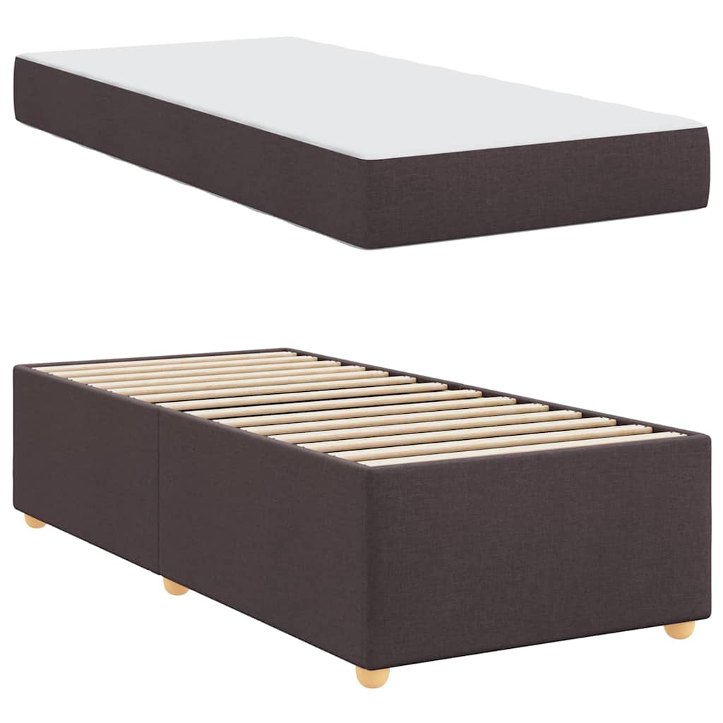 Estructura de cama con colchón Marrón Oscuro 100 x 200 cm tela