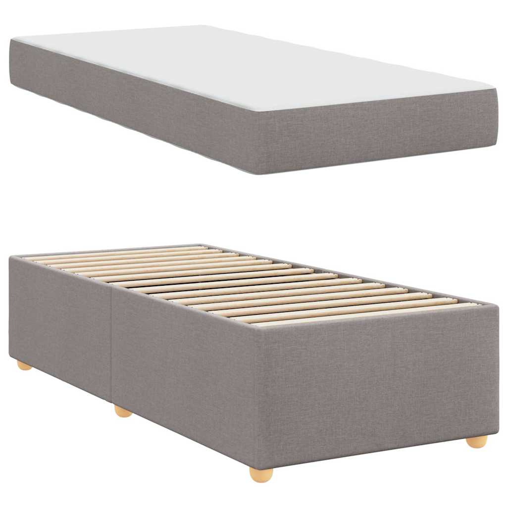 Estructura de cama con colchón Taupé 100 x 200 cm tela