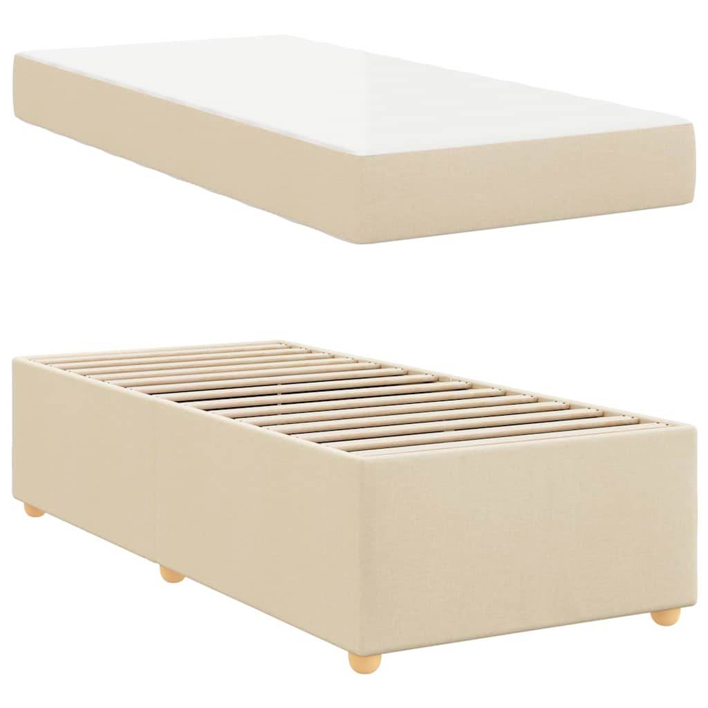 Estructura de cama con colchón Crema 100 x 200 cm tela