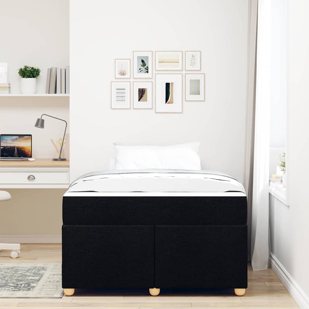 Estructura de cama con colchón Negro 120 x 190 cm tela