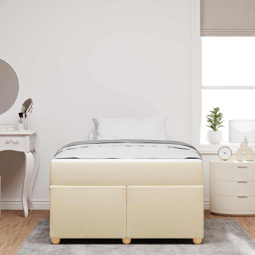 Estructura de cama con colchón Crema 120 x 190 cm tela