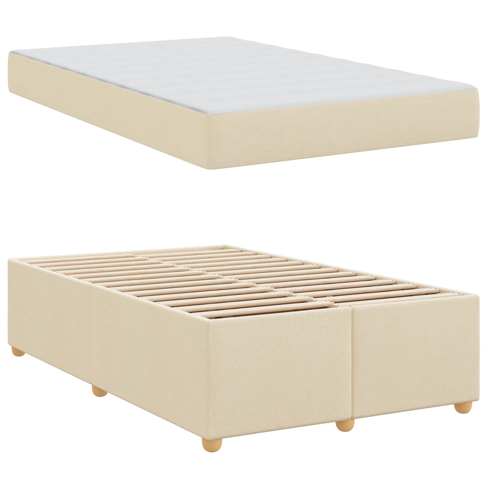 Estructura de cama con colchón Crema 120 x 190 cm tela