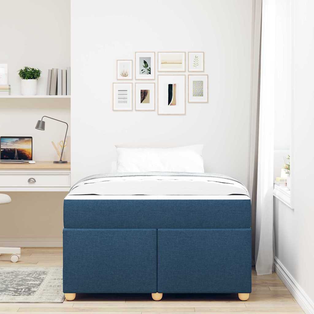 Estructura de cama con colchón Azul 120 x 190 cm tela