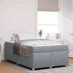 Estructura de cama con colchón Gris Claro 120 x 200 cm tela