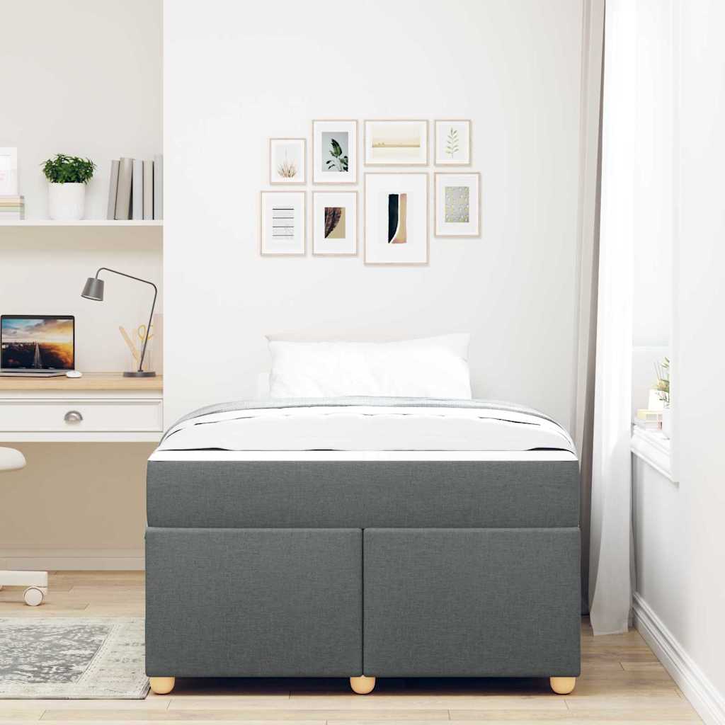 Estructura de cama con colchón Gris oscuro 120 x 200 cm tela