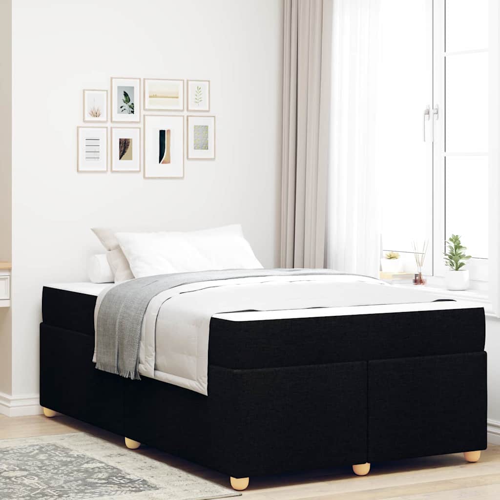 Estructura de cama con colchón Negro 120 x 200 cm tela