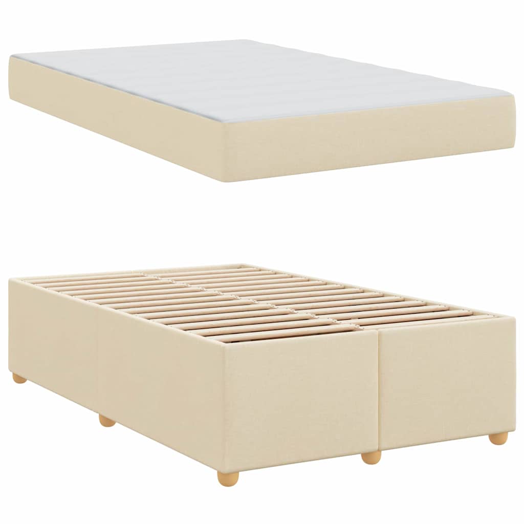 Estructura de cama con colchón Crema 120 x 200 cm tela