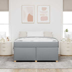Estructura de cama con colchón Gris Claro 140 x 200 cm tela