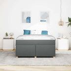 Estructura de cama con colchón Gris oscuro 140 x 200 cm tela