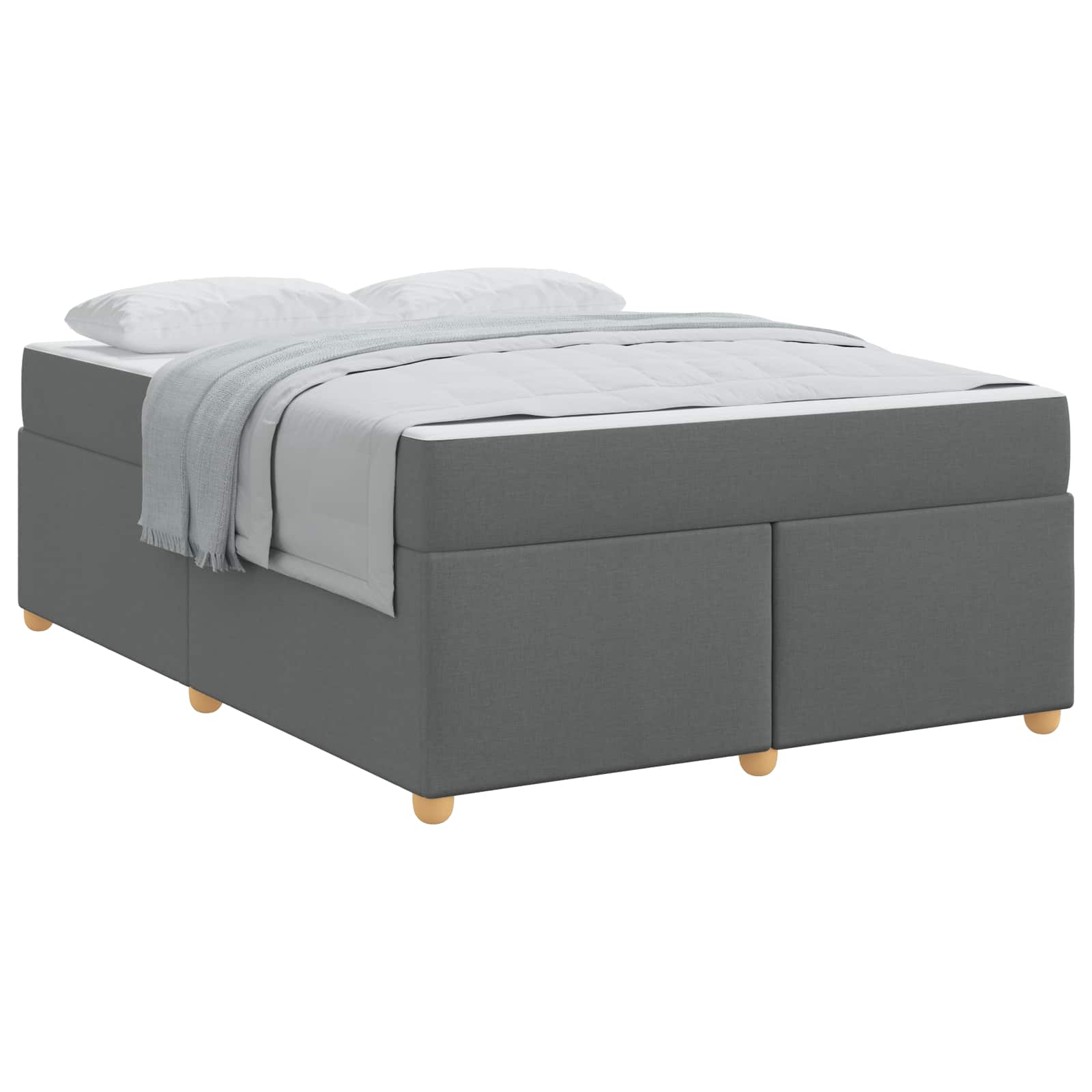 Estructura de cama con colchón Gris oscuro 140 x 200 cm tela