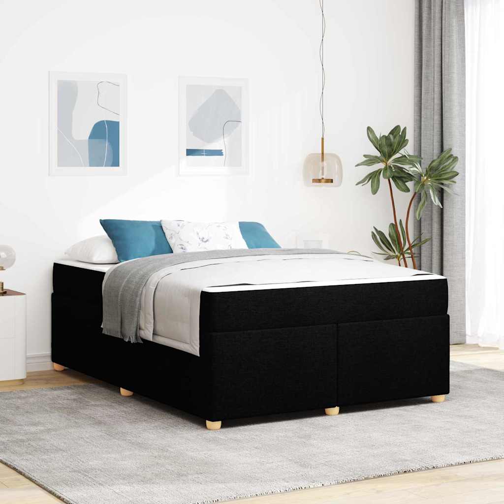 Estructura de cama con colchón Negro 140 x 200 cm tela