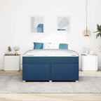 Estructura de cama con colchón Azul 140 x 200 cm tela