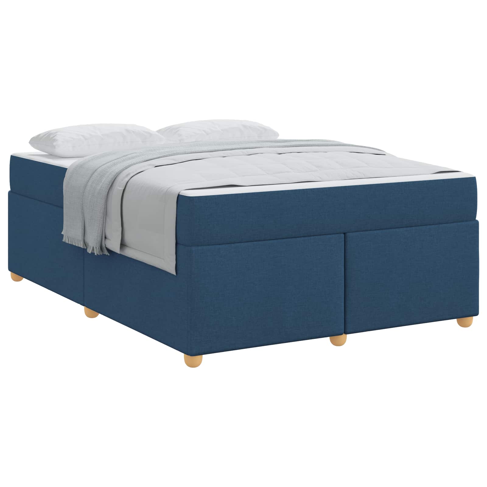 Estructura de cama con colchón Azul 140 x 200 cm tela